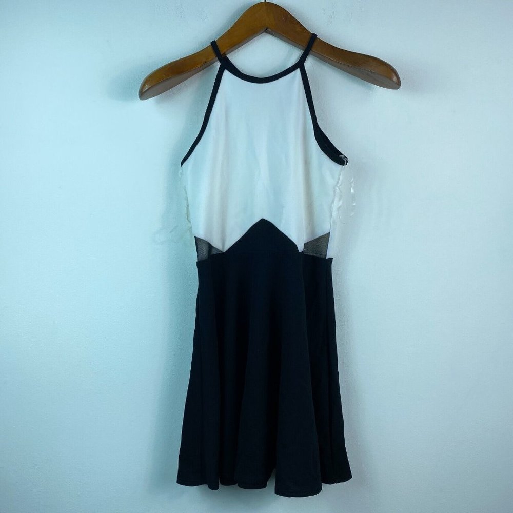 Sally Miller Couture Girls L 12 White Black Sleeveless Halter Dress Defect Z85